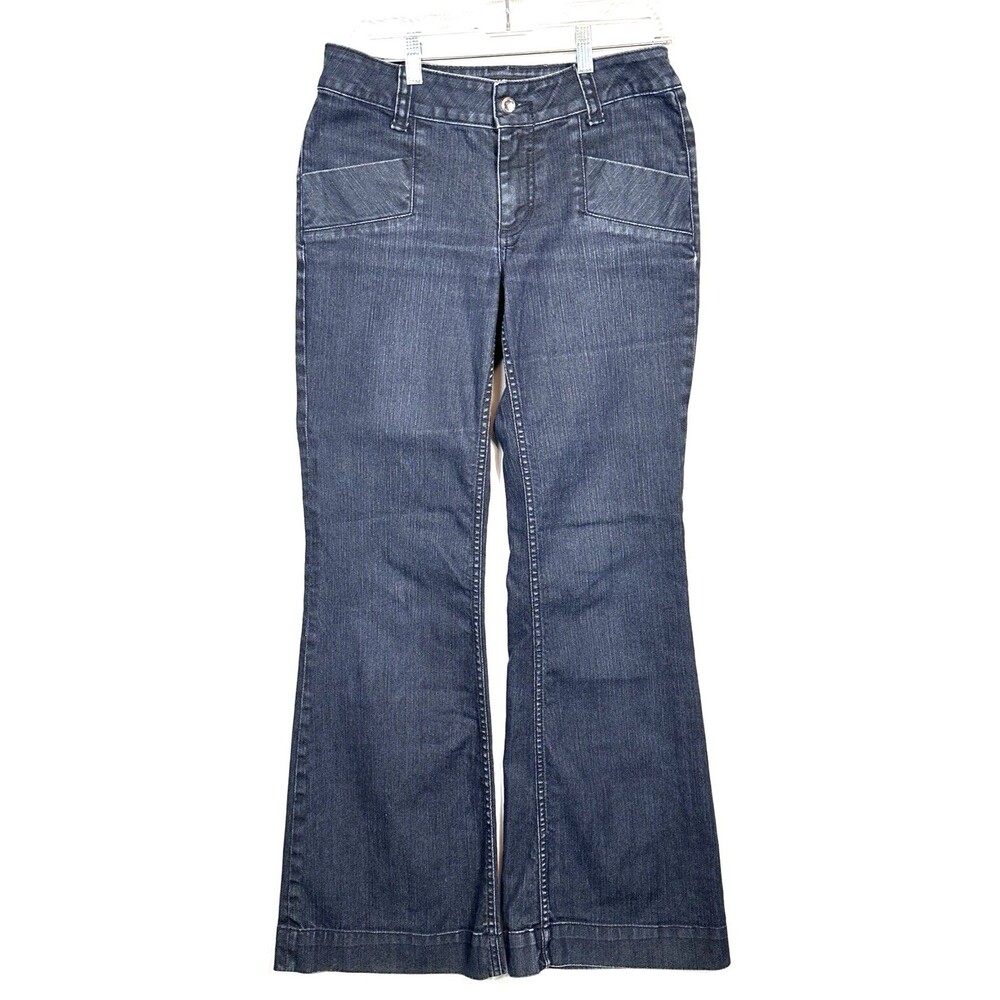 Vintage Allen B Schwartz Flare Jeans Dark Blue Y2K 32x31 Hip Hugger Stretch Sz 6